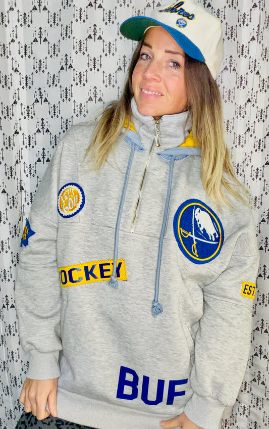 Light Grey Buffalo Hockey 1/2 Zip Size- Women's L/XL