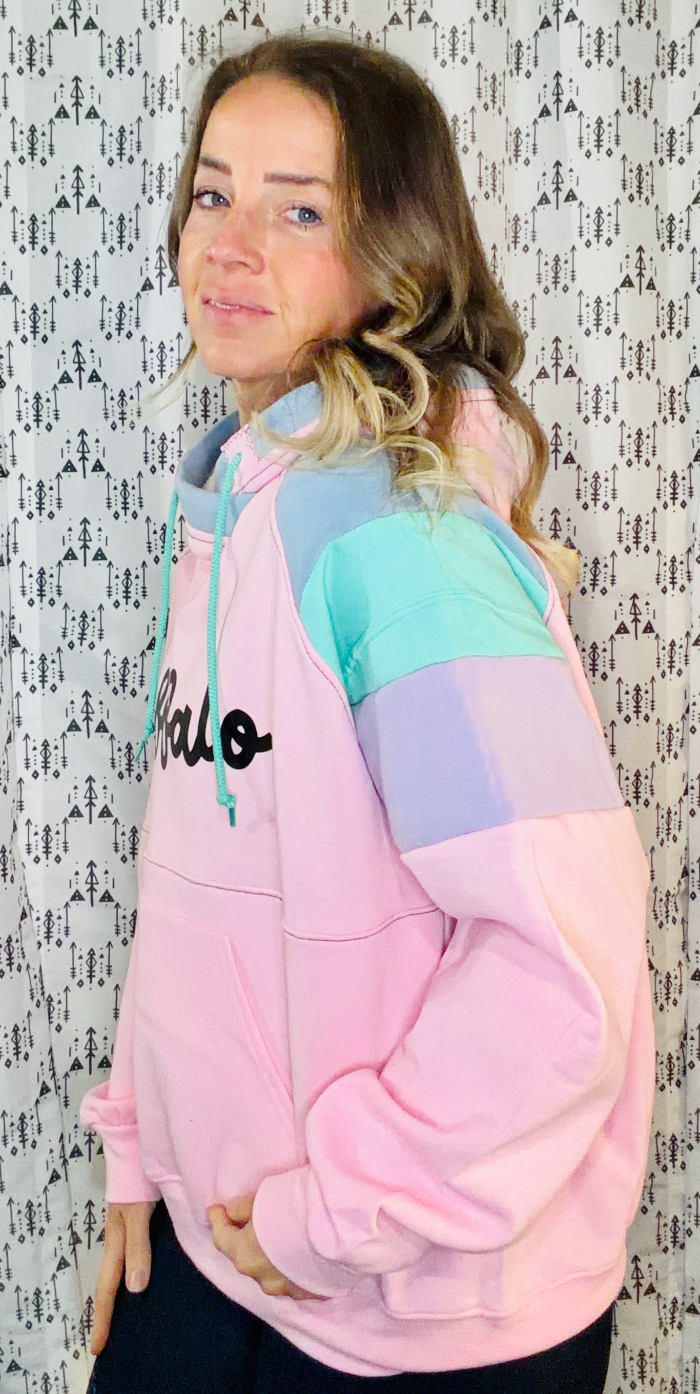 Pink Fiesta Buffalo Hoodie Size- Women's XL/2X