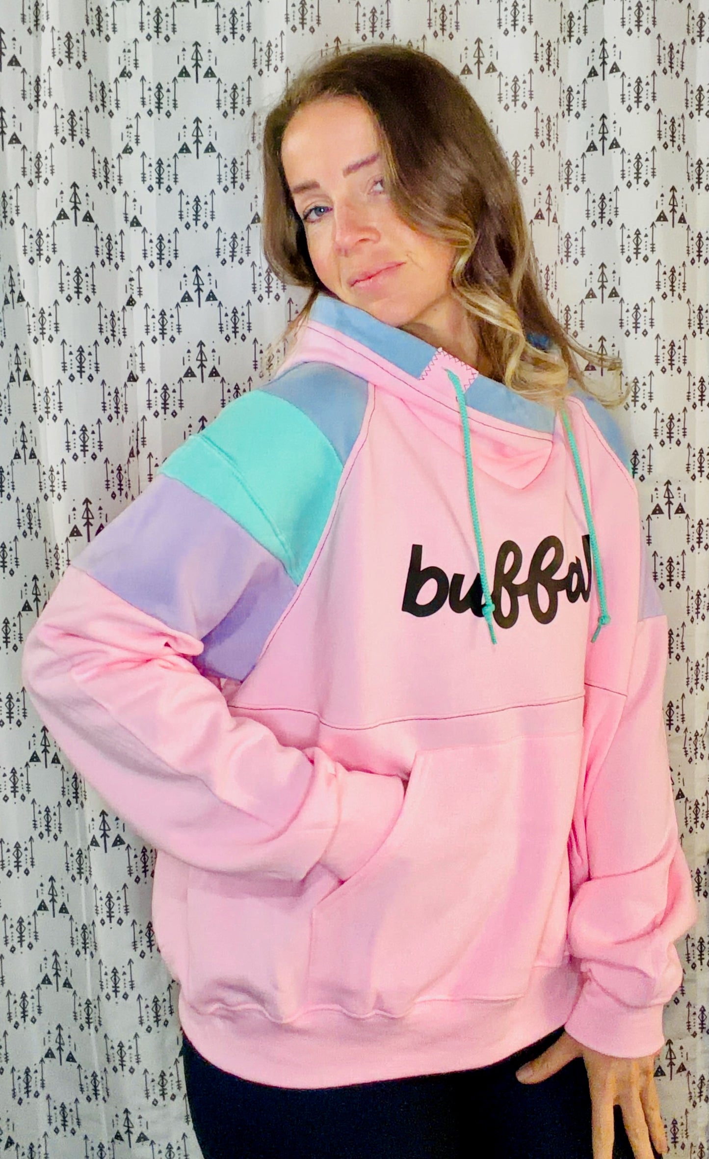 Pink Fiesta Buffalo Hoodie Size- Women's XL/2X