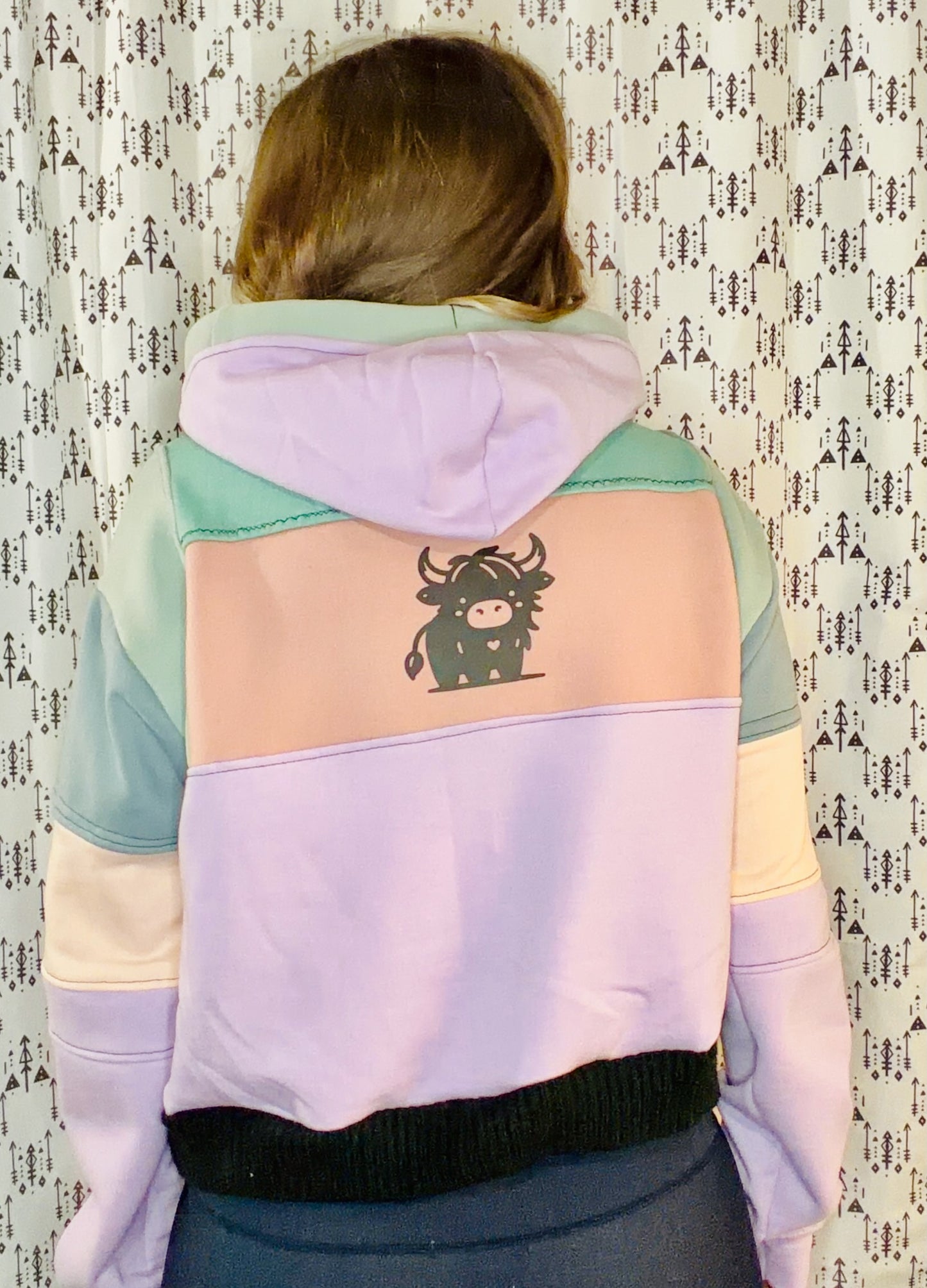 Multi Color-Block Fiesta Buffalo Hoodie Size- Women's L/XL