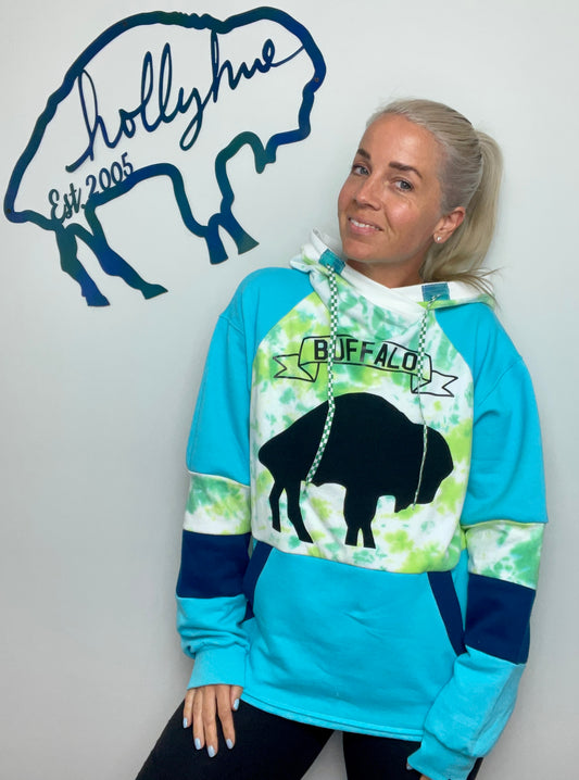 Aqua Tie-Dye Throwback Buffalo Size- Women's L/XL