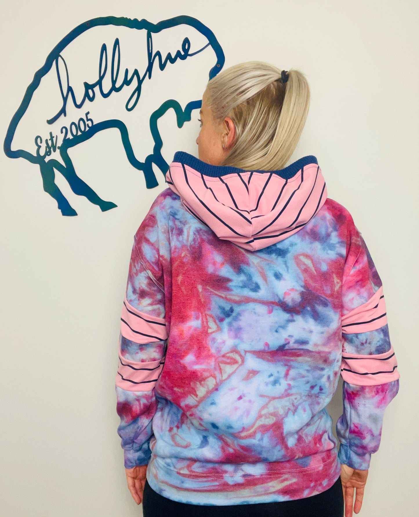 Pink and Purple Tie Dye Buffalo Hoodie Size- Unisex M/L