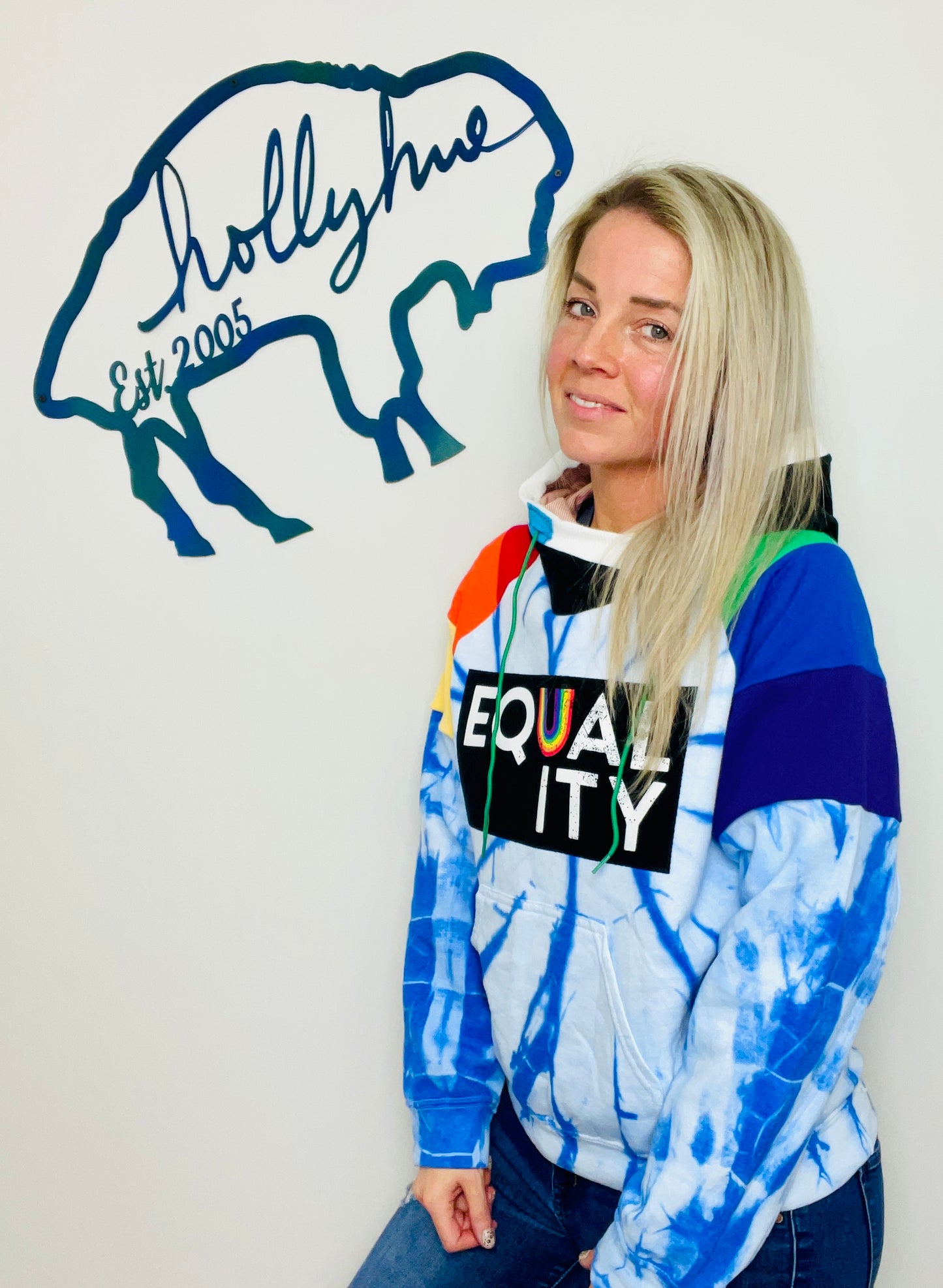 Blue Tie-Dye Equality Hoodie Size- Unisex S/M