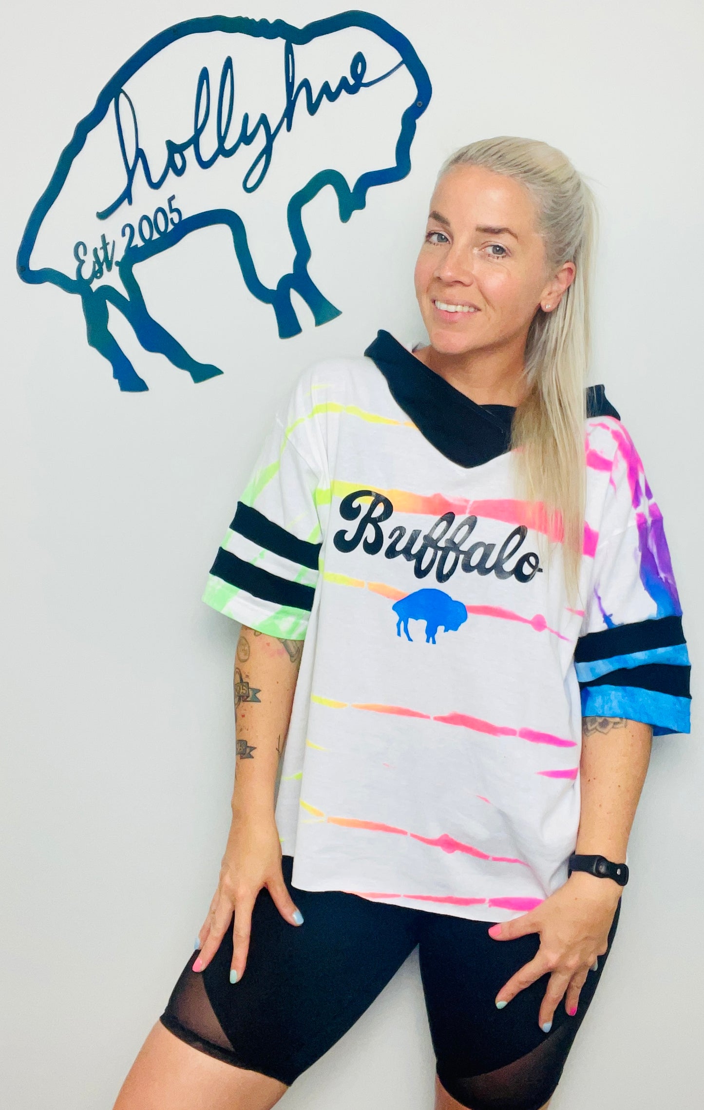 Neon Tie Dye Hooded Buffalo Crop Size- OSFM L/XL