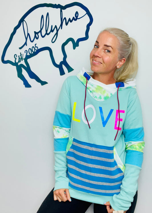 Aqua LOVE Hoodie Size- Women’s M/L