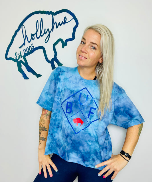 Blue Tie Dye Buffalo Cut Out Size-W XL/2X