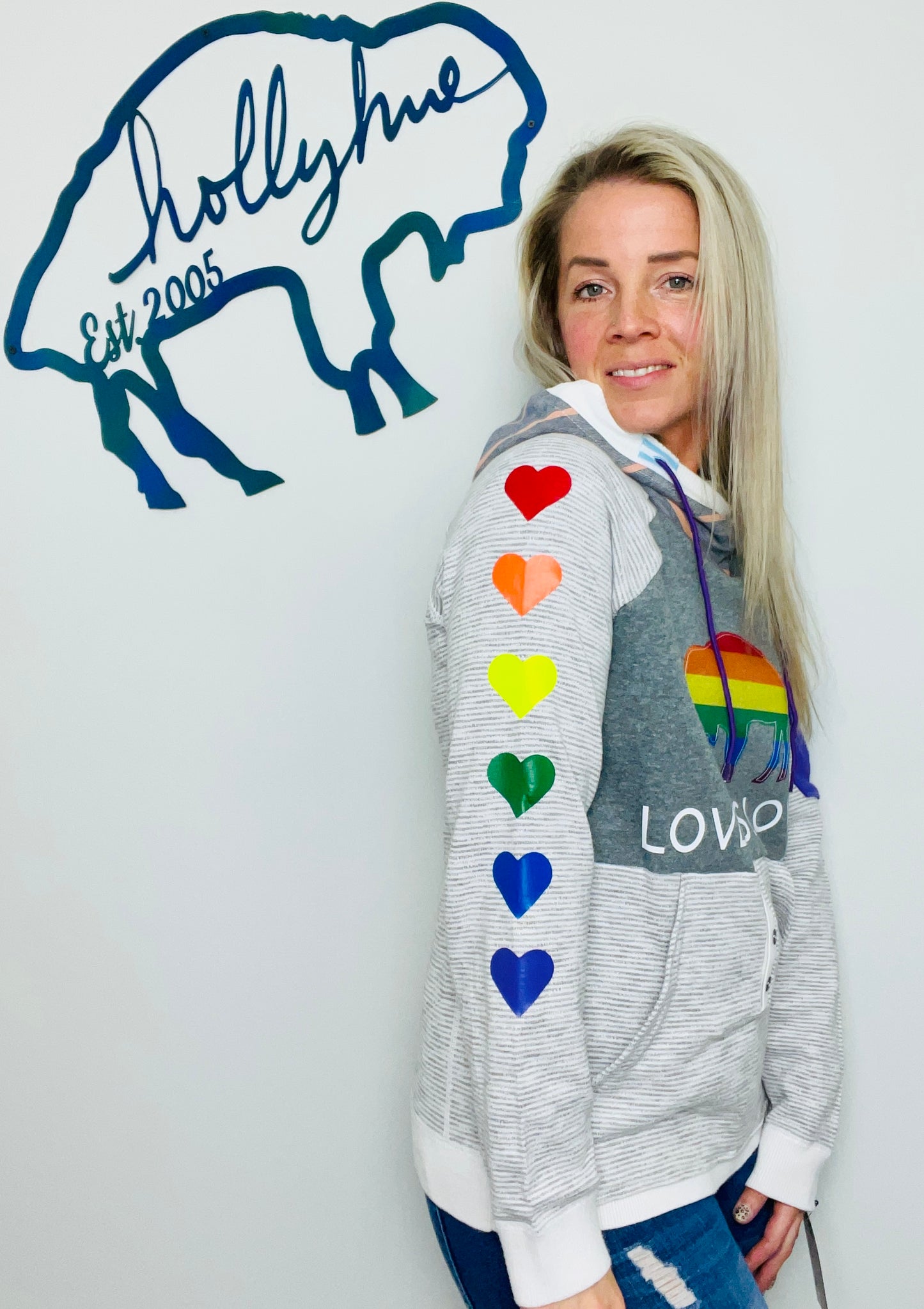 Love Is Love Throwback Buffalo Hoodie Size- Unisex S/M