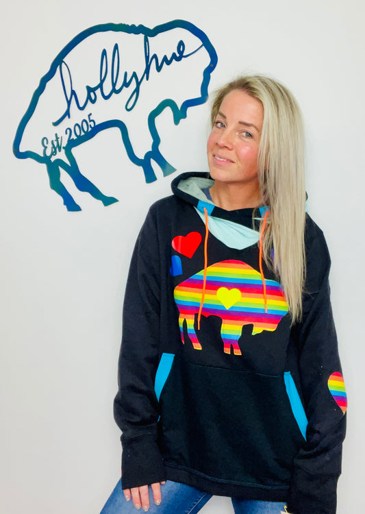 Rainbow Throwback Hoodie Size- Unisex L/XL