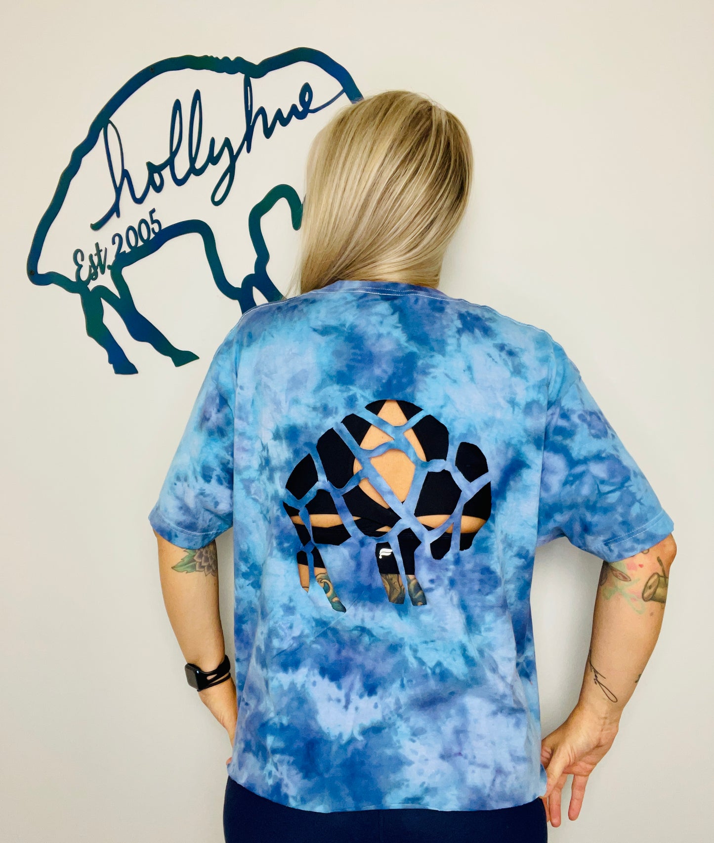 Blue Tie Dye Buffalo Cut Out Crop Size-W L/XL