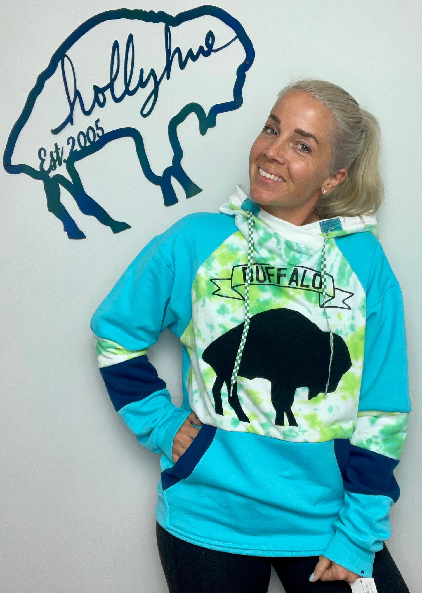 Aqua Tie-Dye Throwback Buffalo Size- Women's L/XL