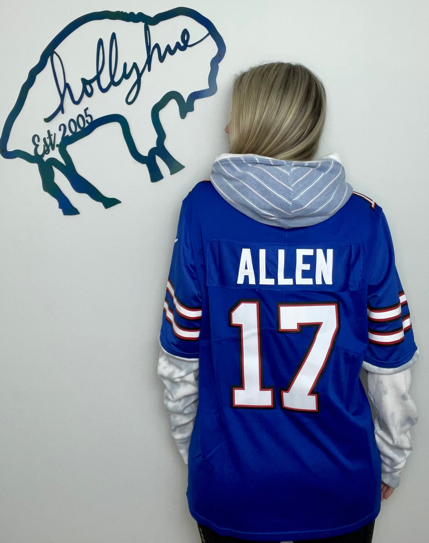 Blue #17 Jersey Hoodie Size- Unisex M