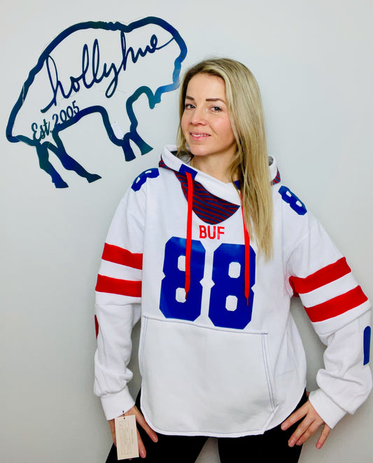 Knox #88 White Heartthrob Buffalo Hoodie Size-Women's XL/2X