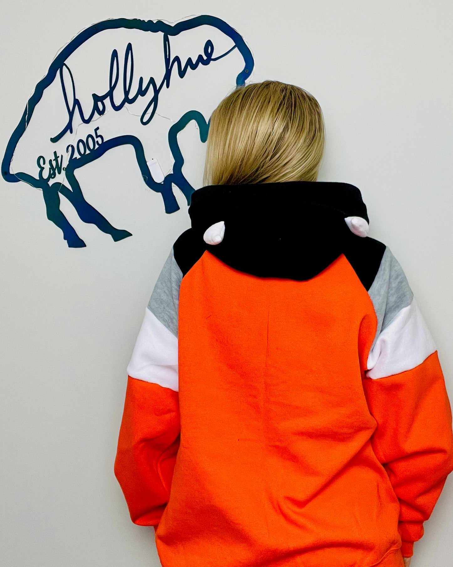 Orange Buffalo Head Lacrosse Hoodie Size Unisex- M/L