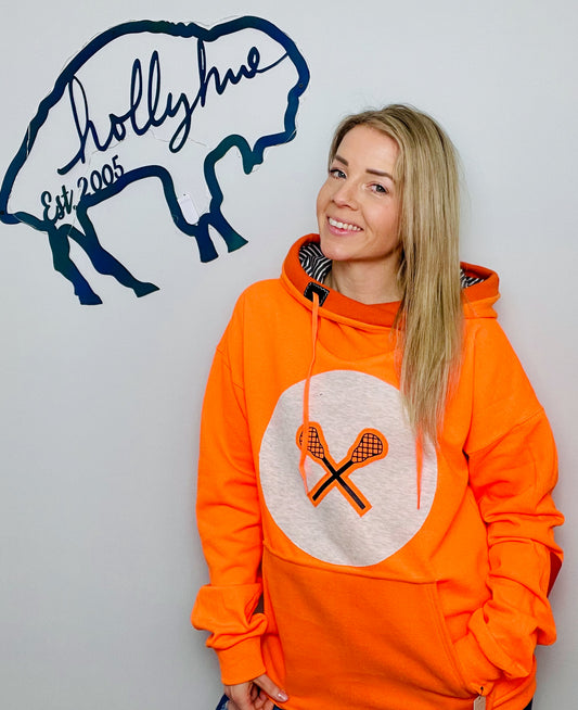 Orange Buffalo Cares Lacrosse Hoodie Size- Unisex S/M