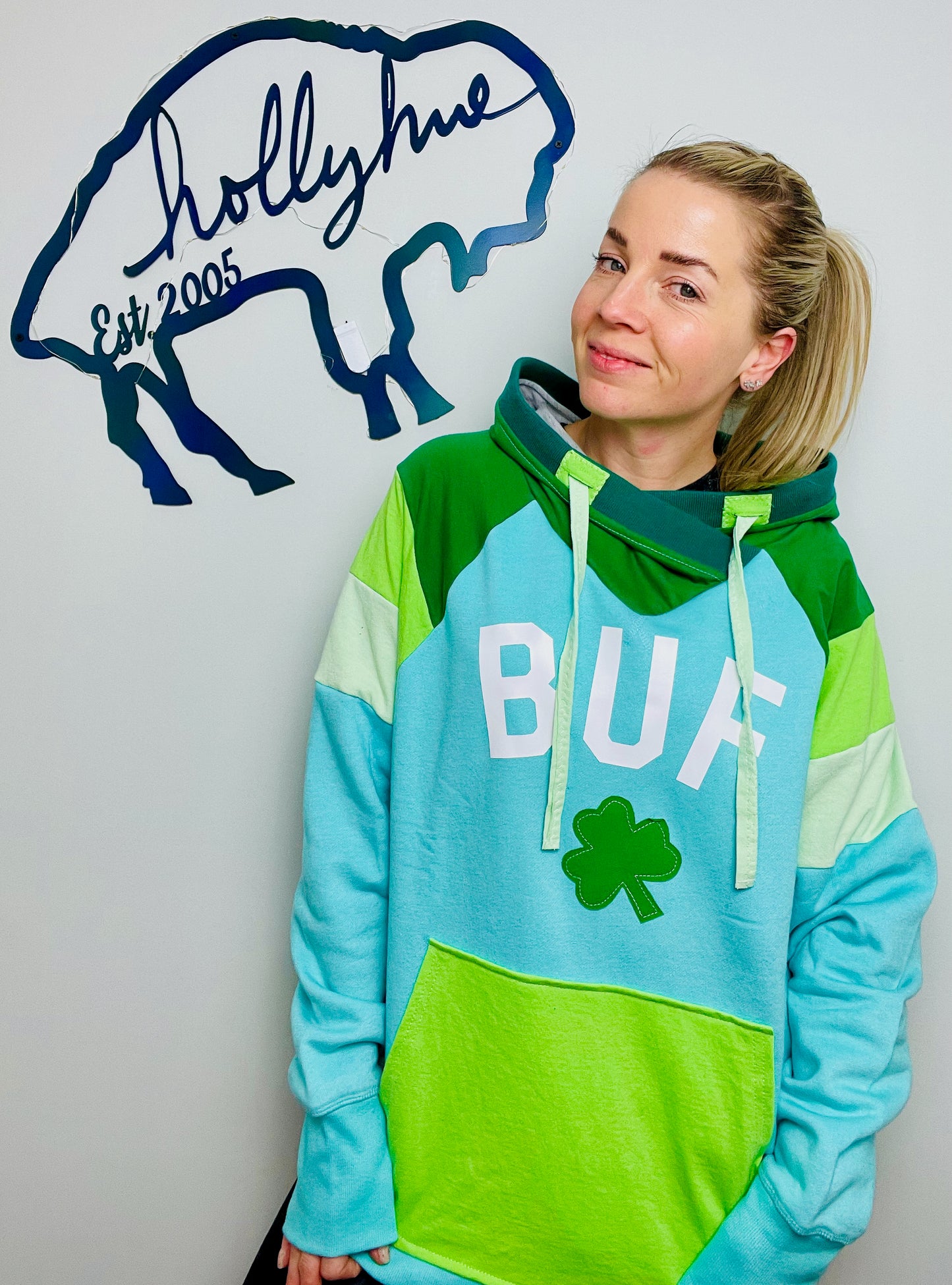 Green and Turquoise Ombre' BUF Hoodie Unisex-L/XL