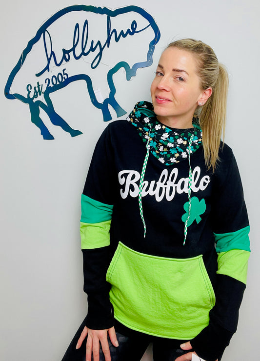 Black Irish Cursive Buffalo Hoodie Women's S/M