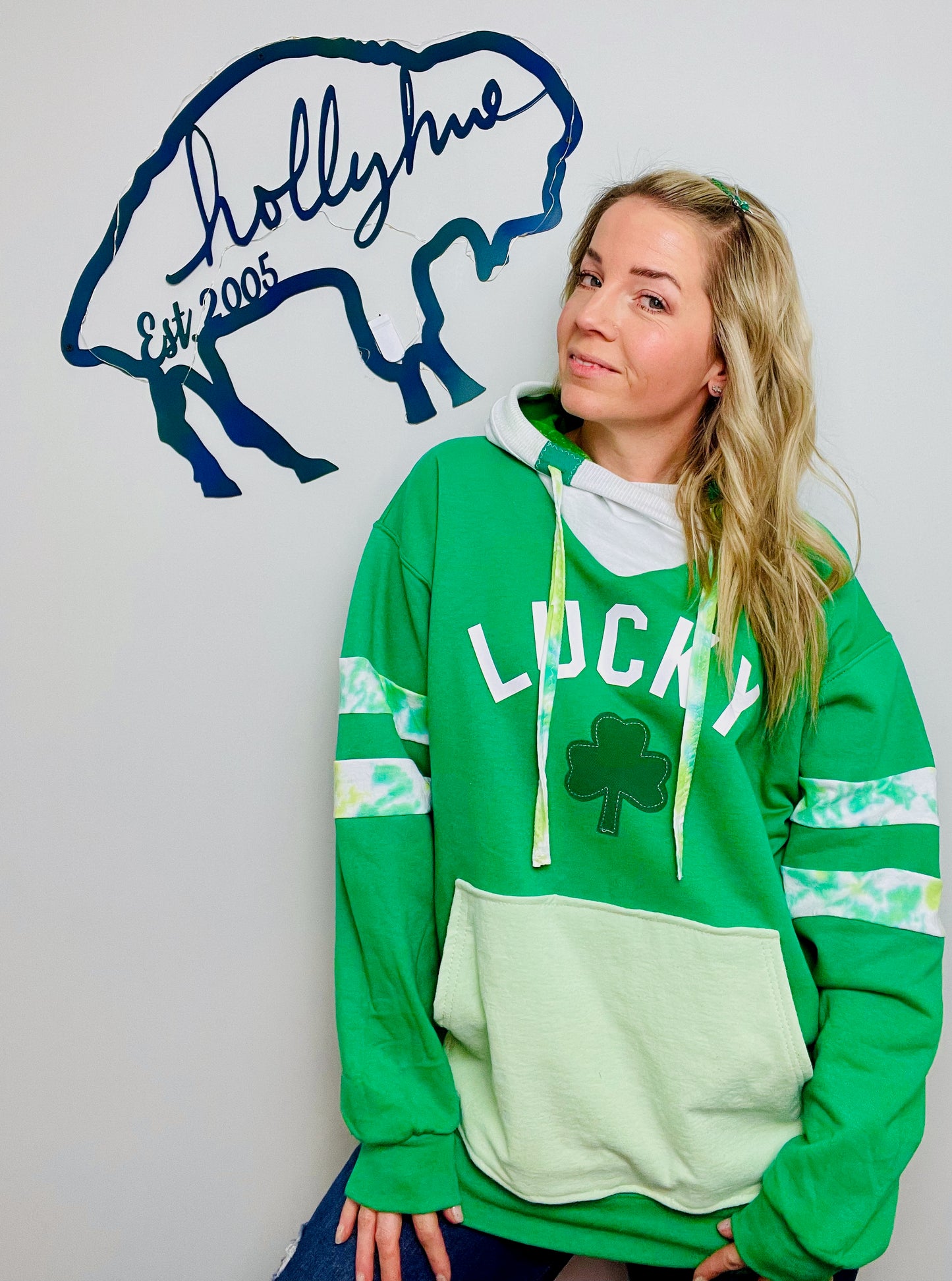 Green Lucky Hoodie Size- Unisex M/L