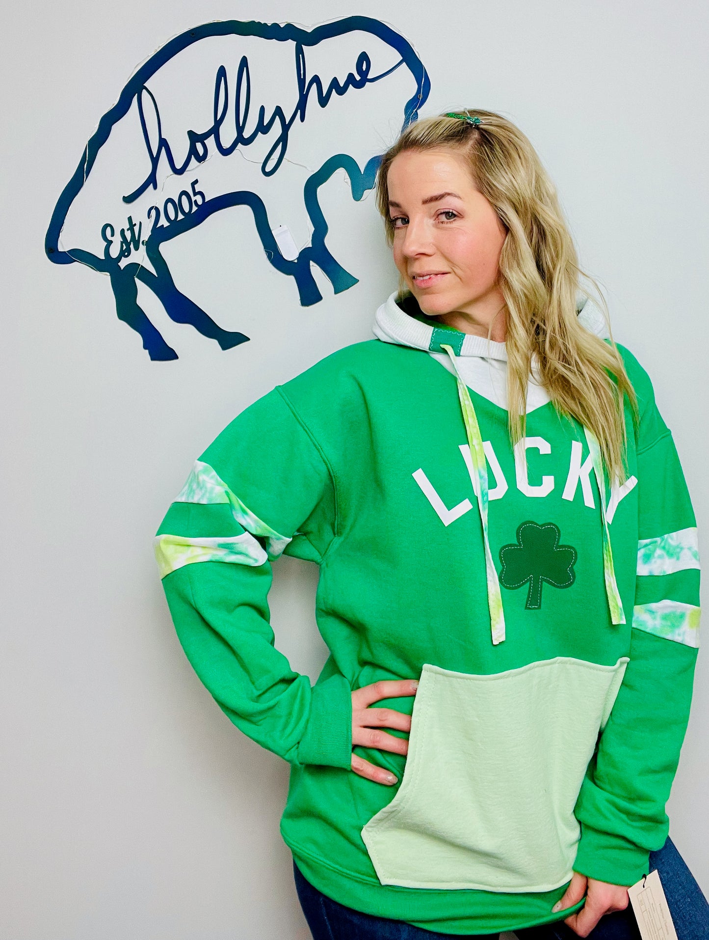 Green Lucky Hoodie Size- Unisex M/L