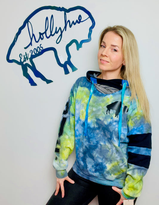 Blue and Green Nebula Galaxy BUF Hoodie Size- Unisex M/L