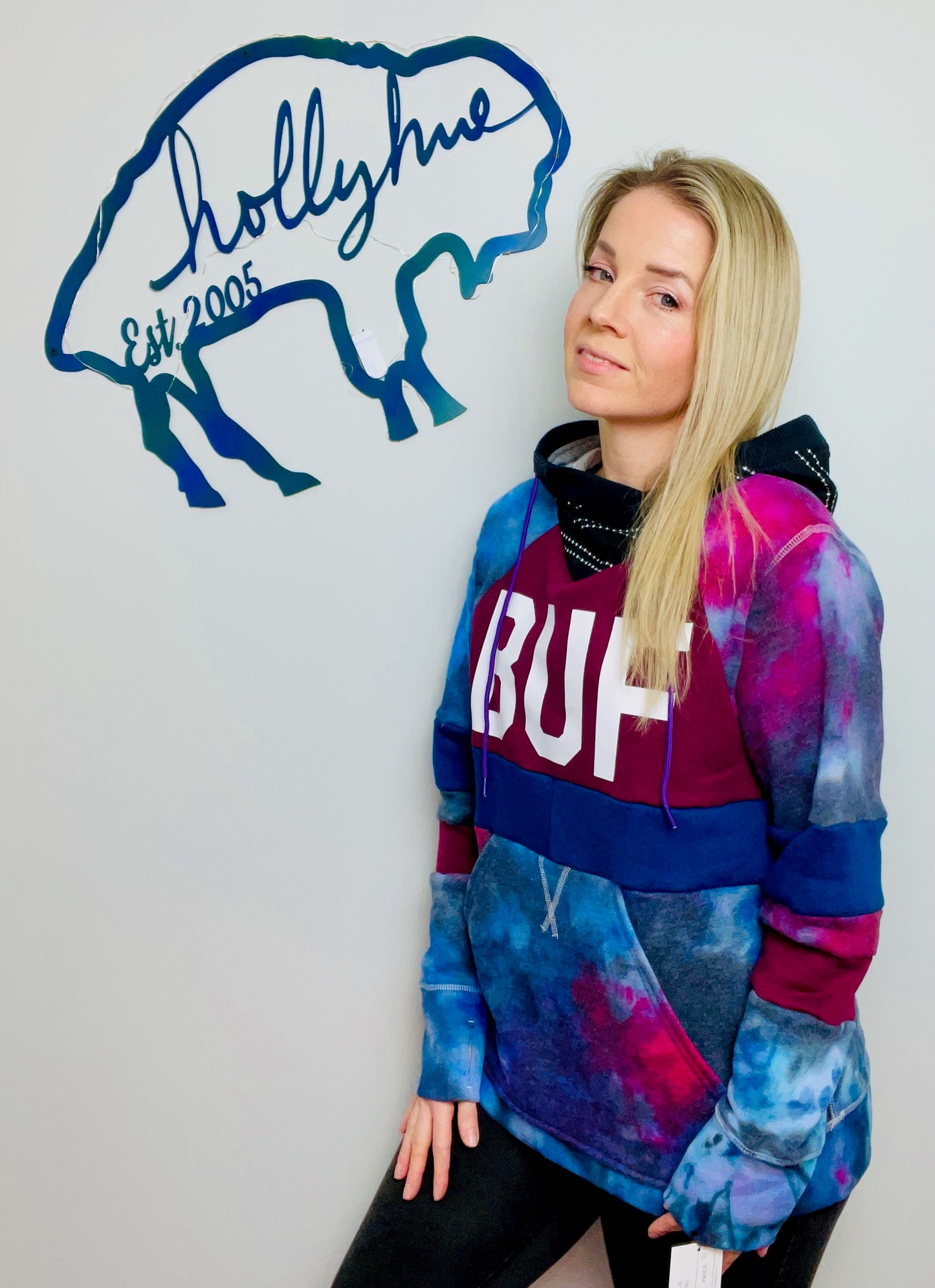 Hues of Blue Nebula Galaxy BUF Hoodie Size- Women's L/XL