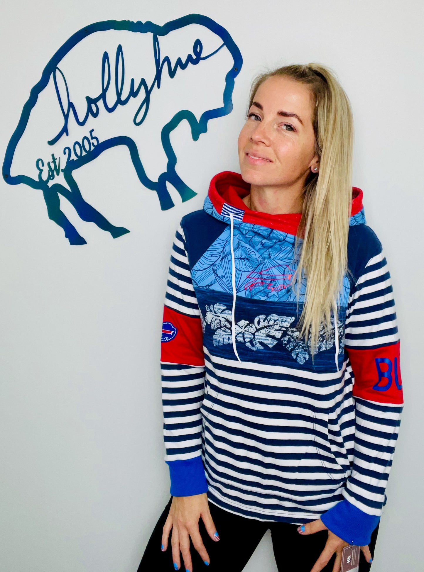 Tropical Red, White, and Blue Hoodie Size- Women's M/L