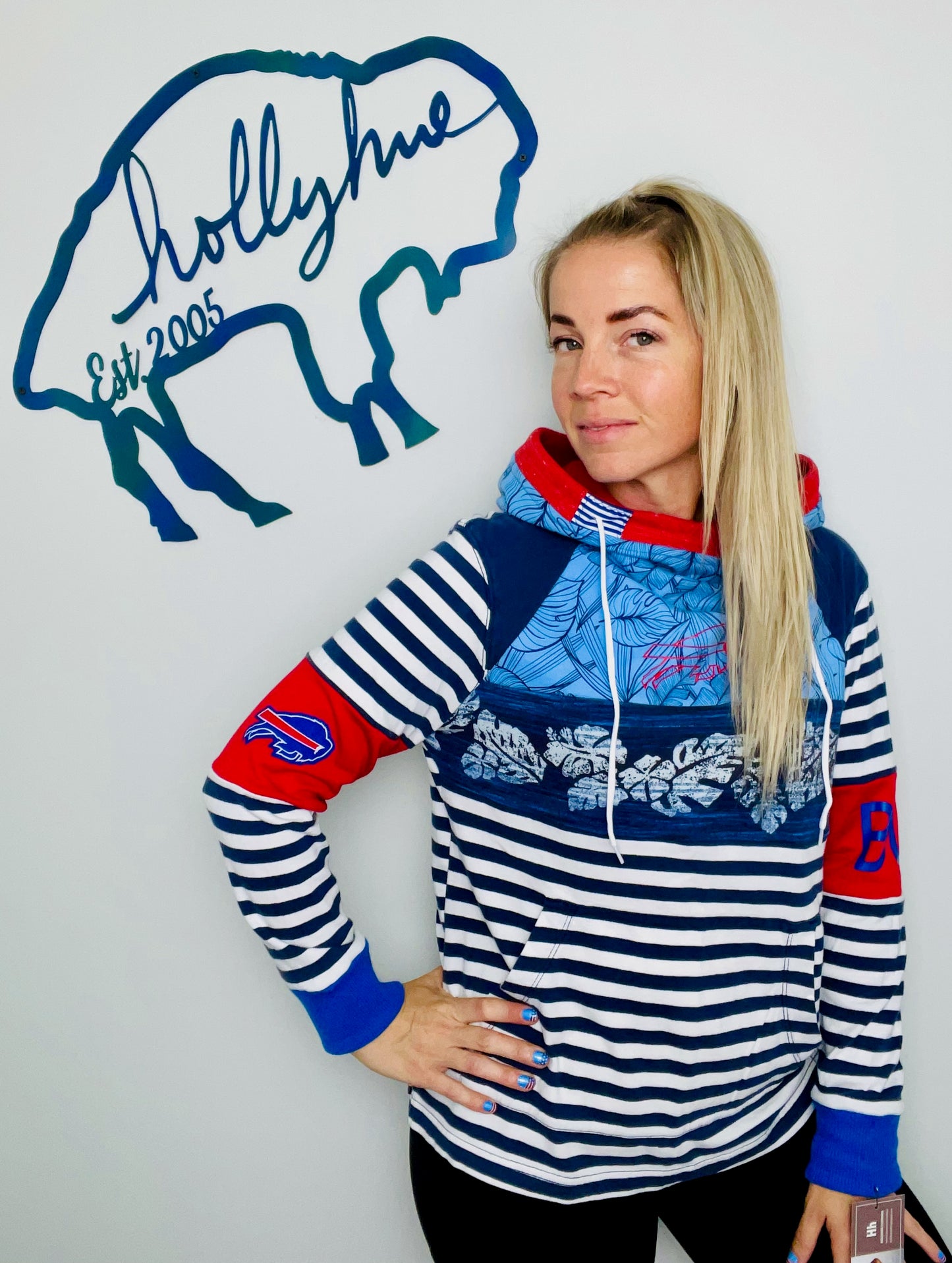 Tropical Red, White, and Blue Hoodie Size- Women's M/L