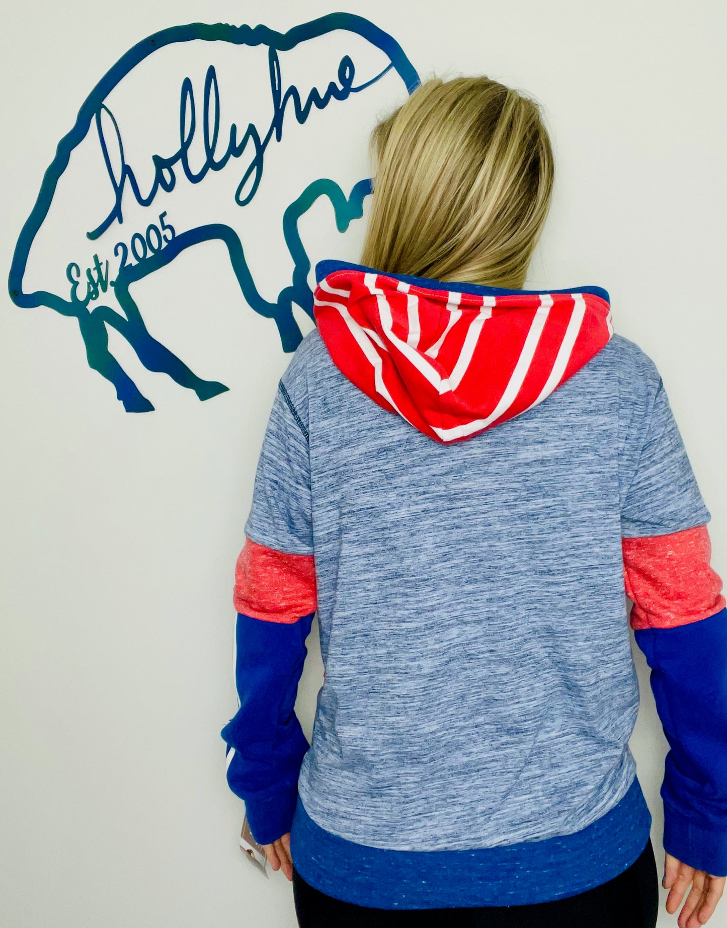 Tropical Blue and Red Hoodie Size- Women's S/M
