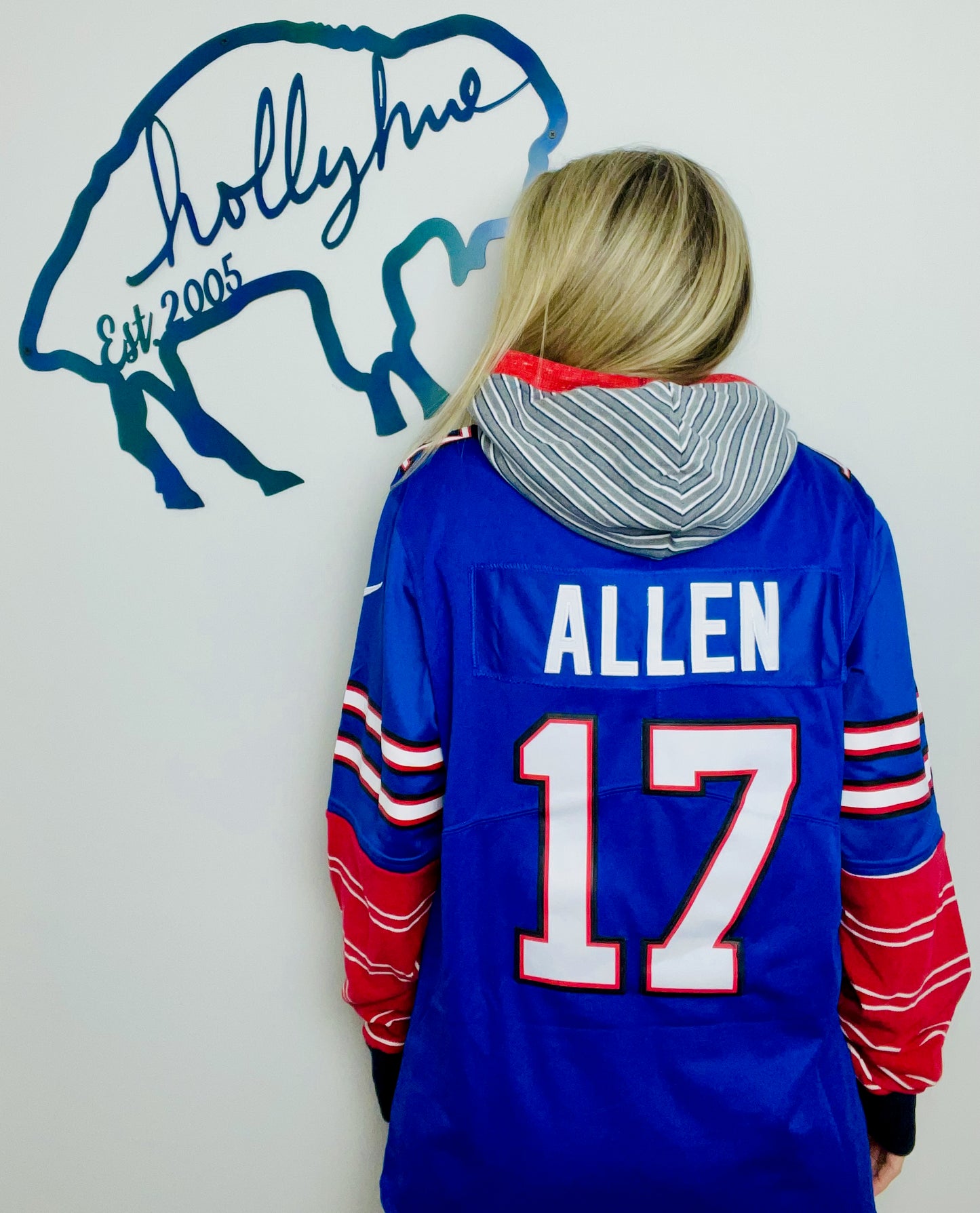 Blue #17 Allen Jersey Hoodie Size- Unisex S