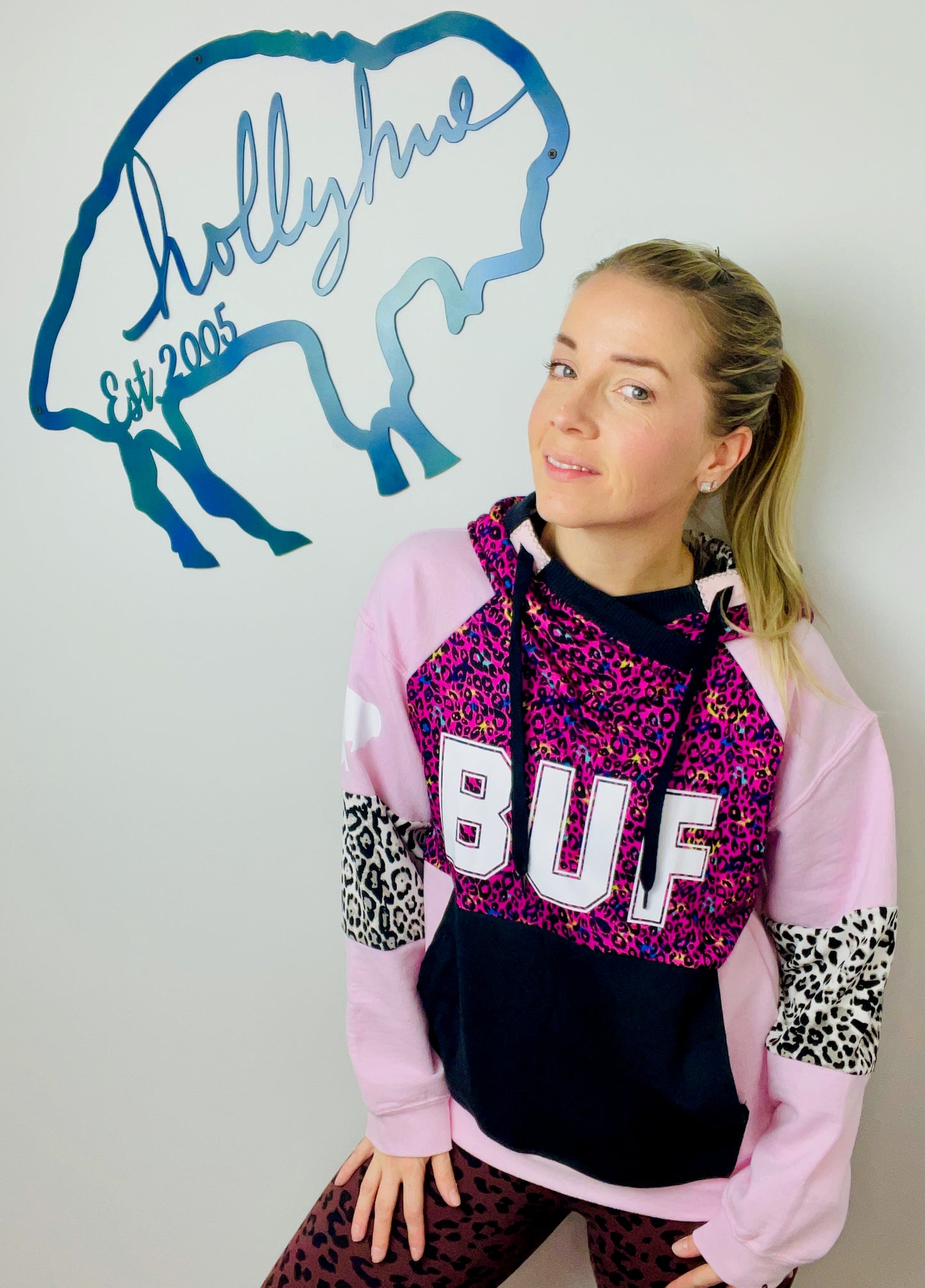 Pink Leopard BUF Hoodie Size- Women's M/L