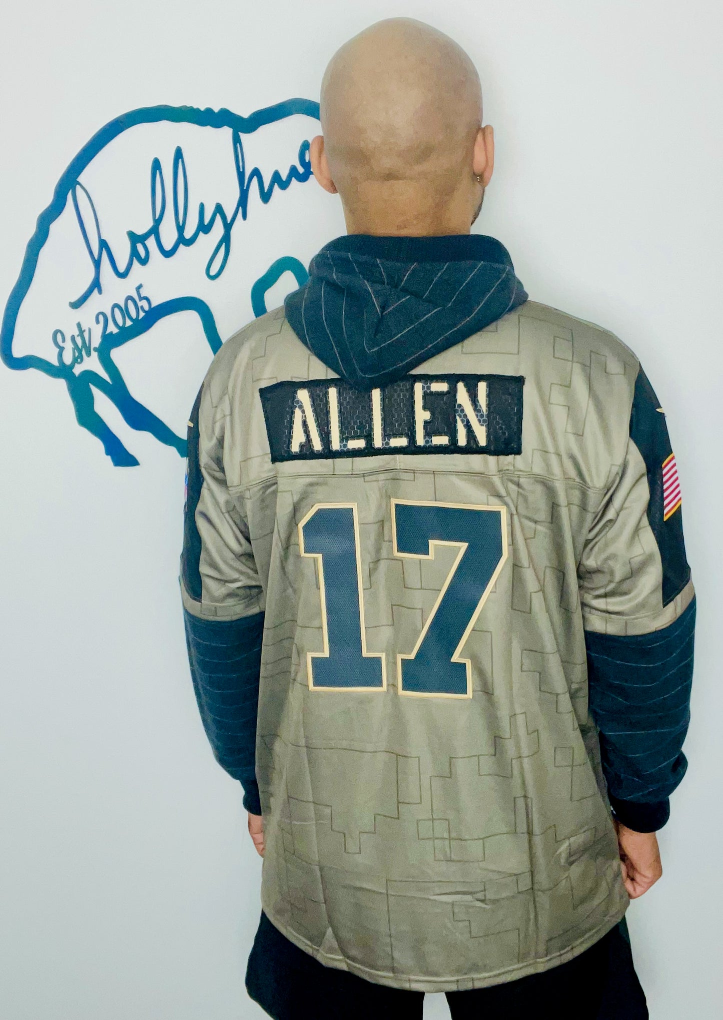 Salute To Service Khaki #17 Allen Jersey Hoodie Size- Unisex L