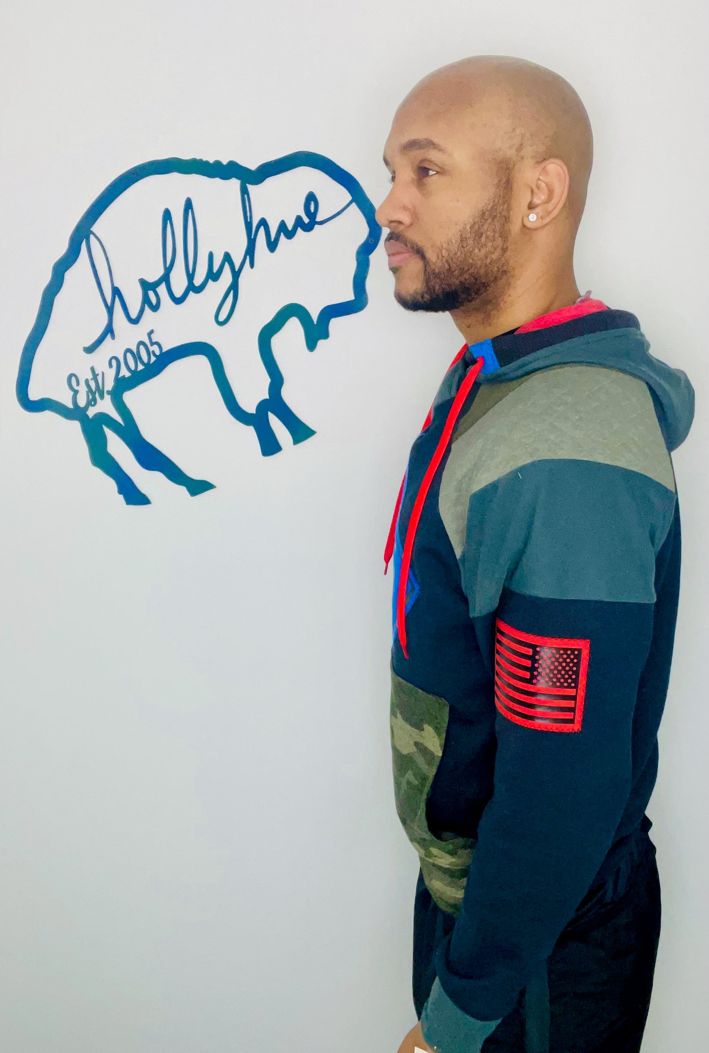 Salute To Service Color-Blocking Buffalo Hoodie Size- Unisex M/L