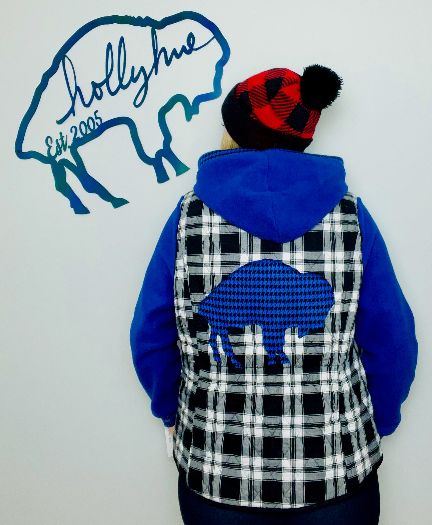 Black and White Plaid Buffalo Jacket Size- Women's L/XL