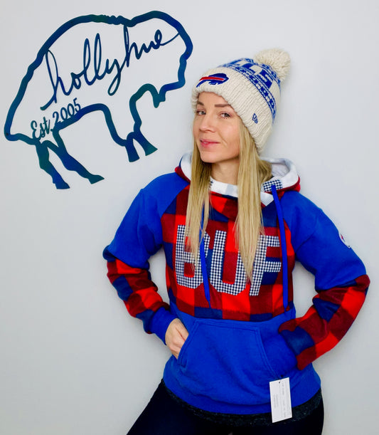 Blue and Red Buffalo Check Hoodie Size- Women's S/M