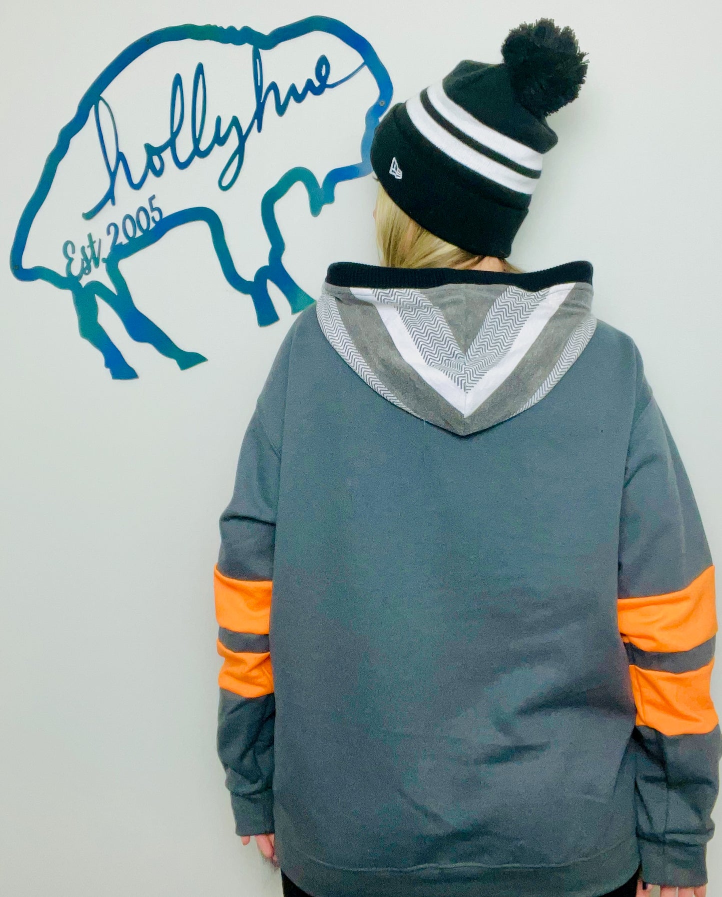 Grey I Heart Buffalo Lacrosse Hoodie Size Unisex- M/L