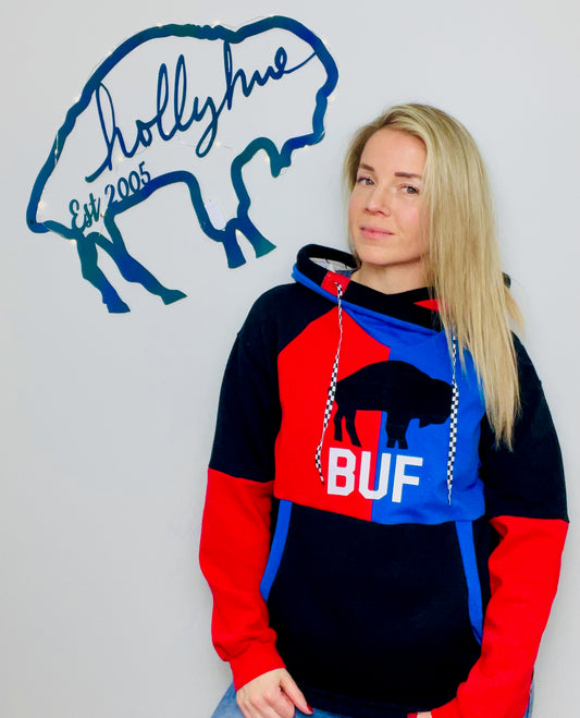 90's Color-Block Buffalo Football Hoodie Size- Women's S/M