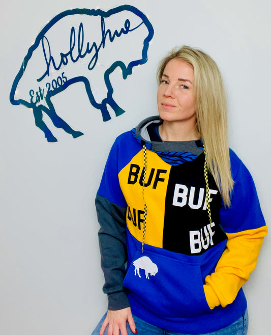 90's Color-Block Buffalo Hockey Hoodie Size- Unisex S/M