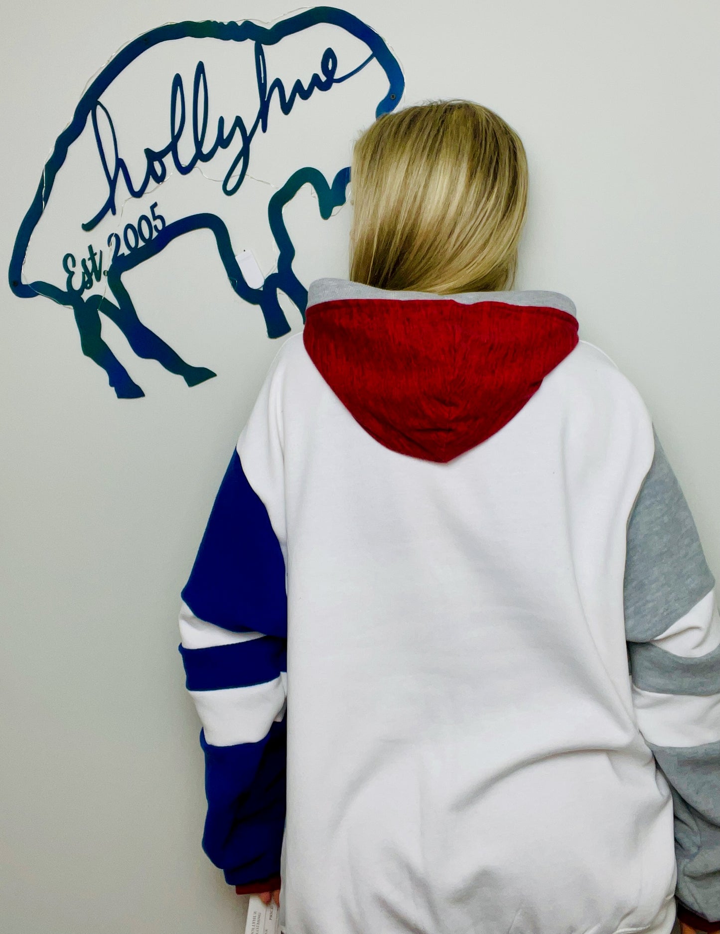 White Allen Varsity Buffalo Hoodie Size- Unisex L/XL