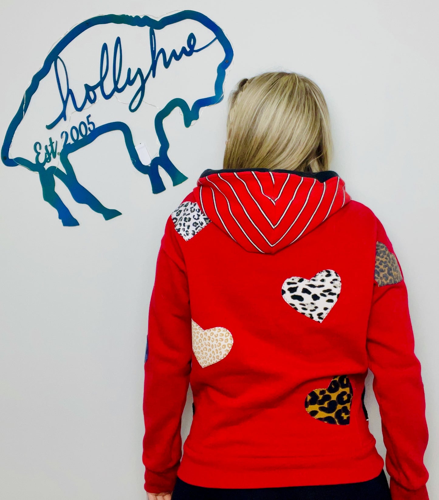 Red Leopard Hearts Hoodie Size- Women's S/M